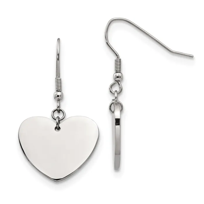 Earrings TreasureFineJewelers Stainless Steel Polished Heart Dangle Shepherd Hook Earrings Earrings TreasureFineJewelers Stainless Steel Polished Heart Dangle Shepherd Hook Earrings