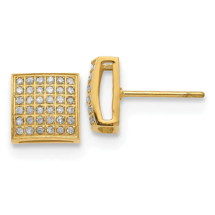 Earrings TreasureFineJewelers Stainless Steel Polished Yellow IP with 38ct Diamond Square Post Earring Earrings TreasureFineJewelers Stainless Steel Polished Yellow IP with 38ct Diamond Square Post Earring