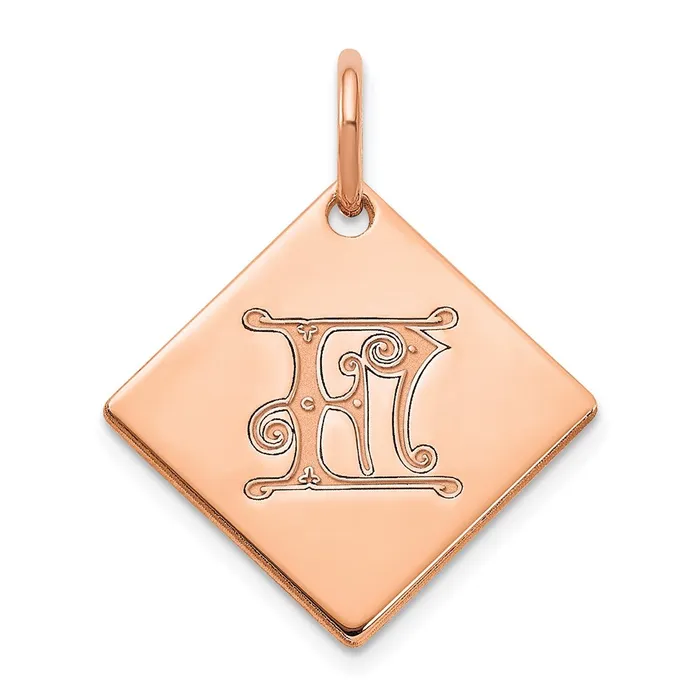 Earrings TreasureFineJewelers Sterling Silver Polished Rose Gold Plated Gold Letter F Initial Charm Earrings TreasureFineJewelers Sterling Silver Polished Rose Gold Plated Gold Letter F Initial Charm