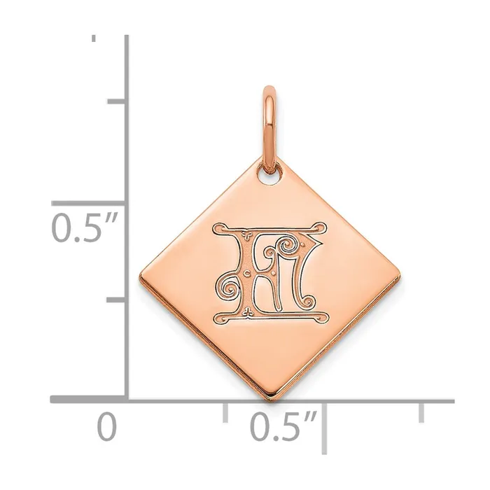 Earrings TreasureFineJewelers Sterling Silver Polished Rose Gold Plated Gold Letter F Initial Charm