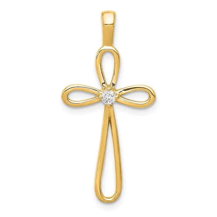 Necklaces TreasureFineJewelers 14k AA Diamond Cross Pendant