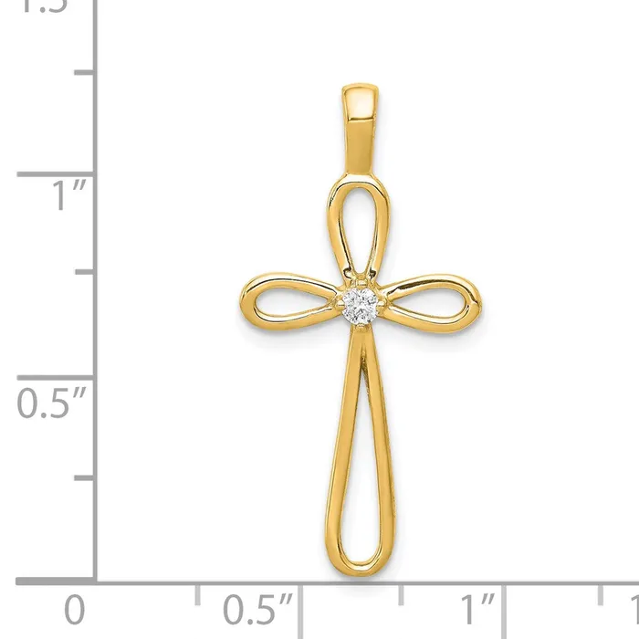 Necklaces TreasureFineJewelers 14k AA Diamond Cross Pendant