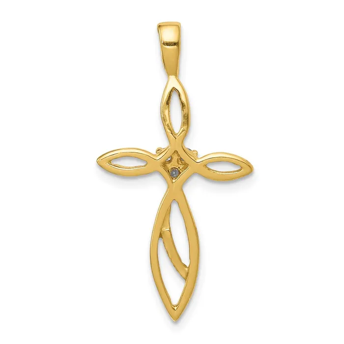 Necklaces TreasureFineJewelers 14k AA Diamond Cross Pendant