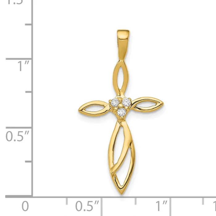 Necklaces TreasureFineJewelers 14k AA Diamond Cross Pendant