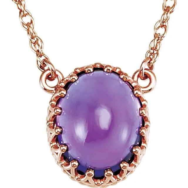 Necklaces TreasureFineJewelers 14K Rose Gold 10x8 mm Oval Natural Amethyst 18 Necklace Necklaces TreasureFineJewelers 14K Rose Gold 10x8 mm Oval Natural Amethyst 18 Necklace