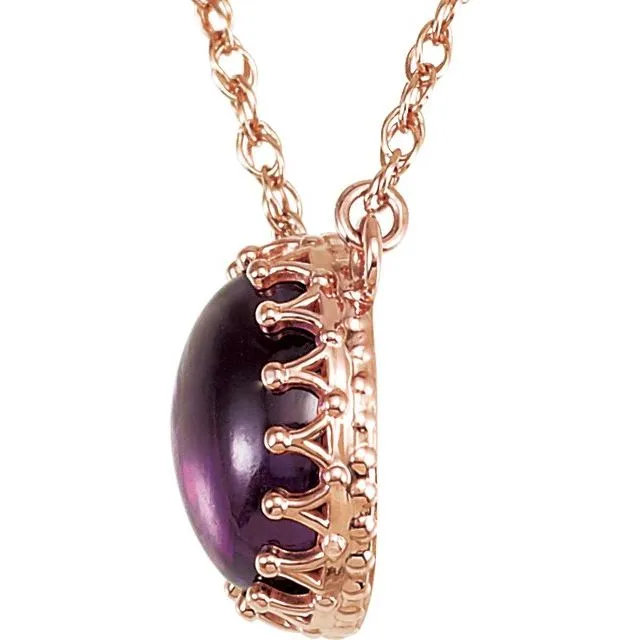 Necklaces TreasureFineJewelers 14K Rose Gold 10x8 mm Oval Natural Amethyst 18 Necklace