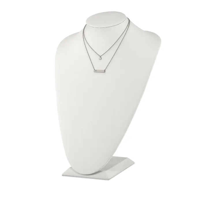 Necklaces TreasureFineJewelers Stainless Steel Polished Heart and Bar Multi Strand 15in ext Necklace