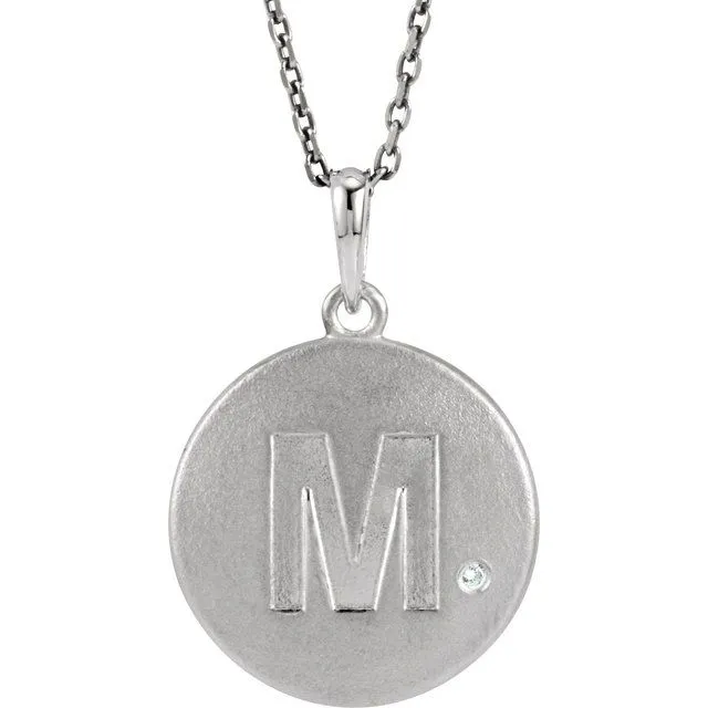 Necklaces TreasureFineJewelers Sterling Silver 005 CTW Diamond Initial M 18 Necklace Necklaces TreasureFineJewelers Sterling Silver 005 CTW Diamond Initial M 18 Necklace