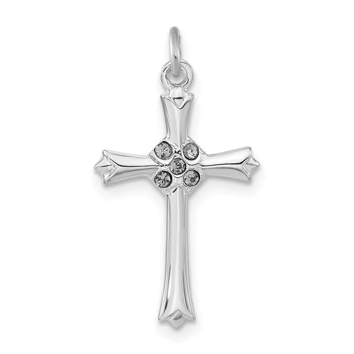 Necklaces TreasureFineJewelers Sterling Silver Cross with CZ Pendant