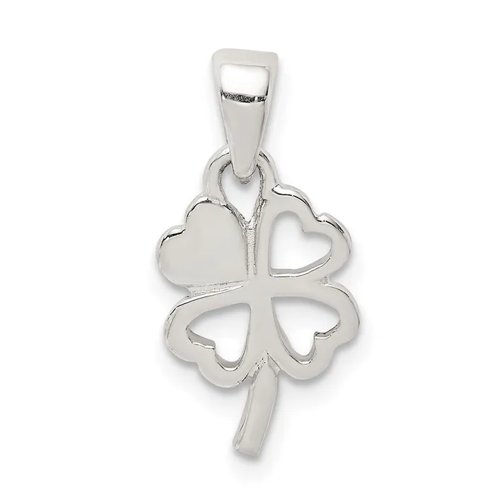 Necklaces TreasureFineJewelers Sterling Silver Polished Clover Pendant