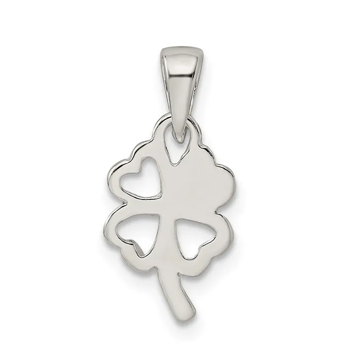 Necklaces TreasureFineJewelers Sterling Silver Polished Clover Pendant