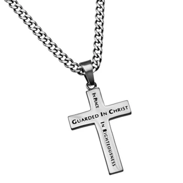 North Arrow Shop Necklaces Phil 467 GUARDED IN CHRIST Simple Cross Necklace For Guys Stainless Steel North Arrow Shop Necklaces Phil 467 GUARDED IN CHRIST Simple Cross Necklace For Guys Stainless Steel
