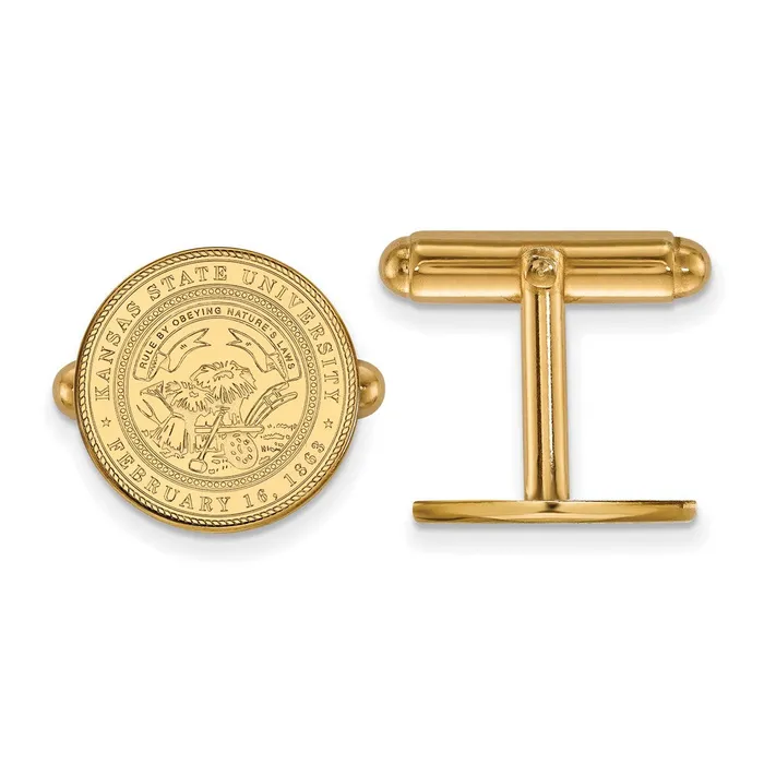 PreStyled Sets TreasureFineJewelers 14k Gold Kansas State University Crest Cuff Links PreStyled Sets TreasureFineJewelers 14k Gold Kansas State University Crest Cuff Links