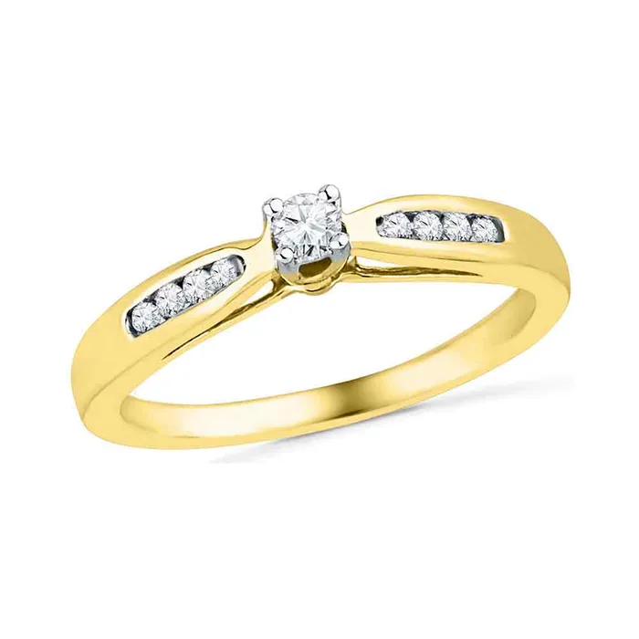 Rings North Arrow Shop 10kt yellow gold womens round diamond solitaire promise bridal ring 15 cttw100254