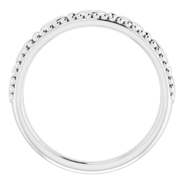 Rings Platinum Stackable Beaded Heart Ring TreasureFineJeweler