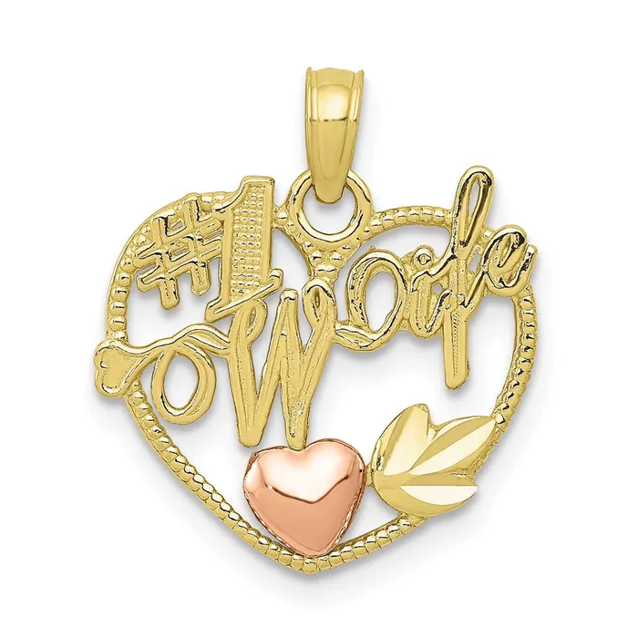 Rings TreasureFineJewelers 10k Twotone 1 WIFE Heart Pendant