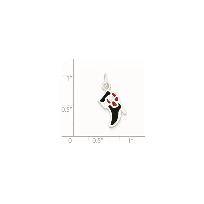 Rings TreasureFineJewelers Sterling Silver Black Red Enameled Boot Charm