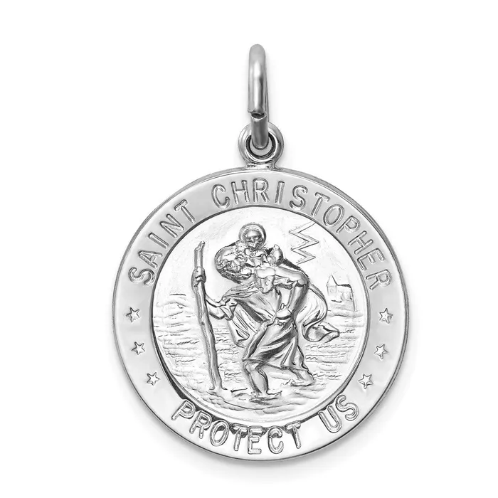 Rings TreasureFineJewelers Sterling Silver Rhodiumplated Saint Christopher Medal Rings TreasureFineJewelers Sterling Silver Rhodiumplated Saint Christopher Medal