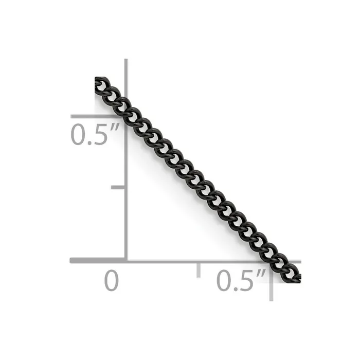 Stainless Steel Polished Black IPplated 225mm Round Curb Chain TreasureFineJewelers Bracelets