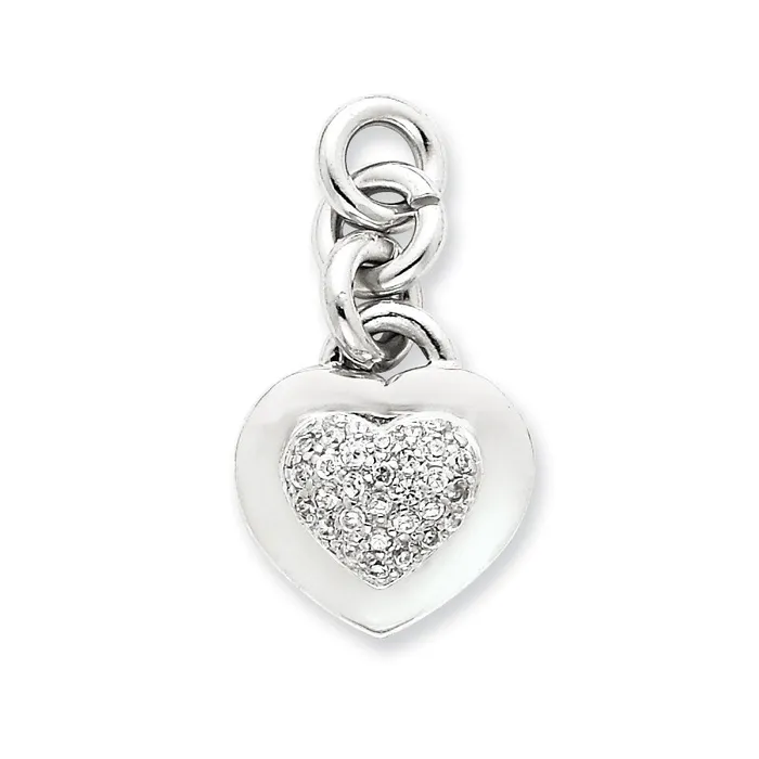 Sterling Silver CZ Heart Pendant TreasureFineJewelers Necklaces