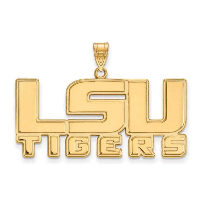 Sterling Silver Goldplated Louisiana State University LSU Tigers Large Pendant TreasureFineJewelers Necklaces Sterling Silver Goldplated Louisiana State University LSU Tigers Large Pendant TreasureFineJewelers Necklaces