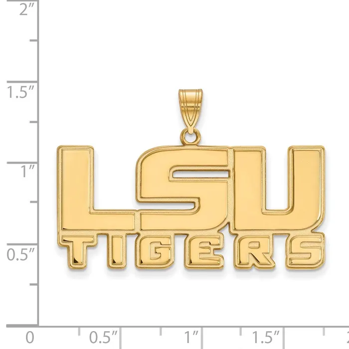 Sterling Silver Goldplated Louisiana State University LSU Tigers Large Pendant TreasureFineJewelers Necklaces