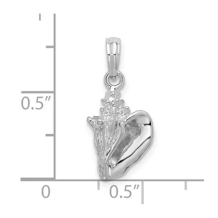 Sterling Silver Polished 3D Conch Pendant TreasureFineJewelers Necklaces