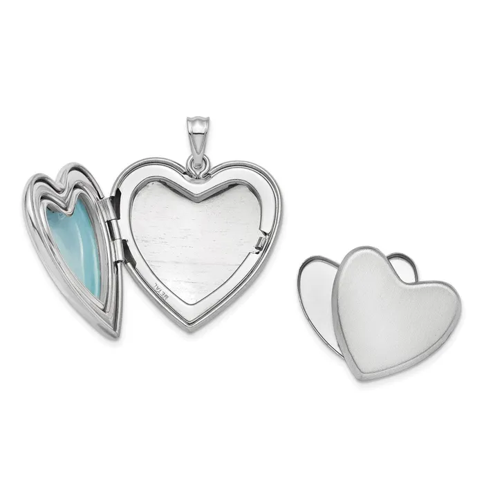 Sterling Silver Rhodiumplated 24mm Plain Ash Holder Heart Locket TreasureFineJewelers Rings