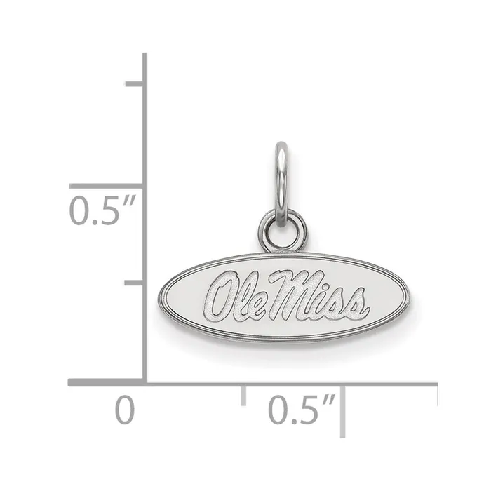 Sterling Silver Rhodiumplated University of Mississippi Ole Miss Extra Small Oval Pendant TreasureFineJewelers Necklaces