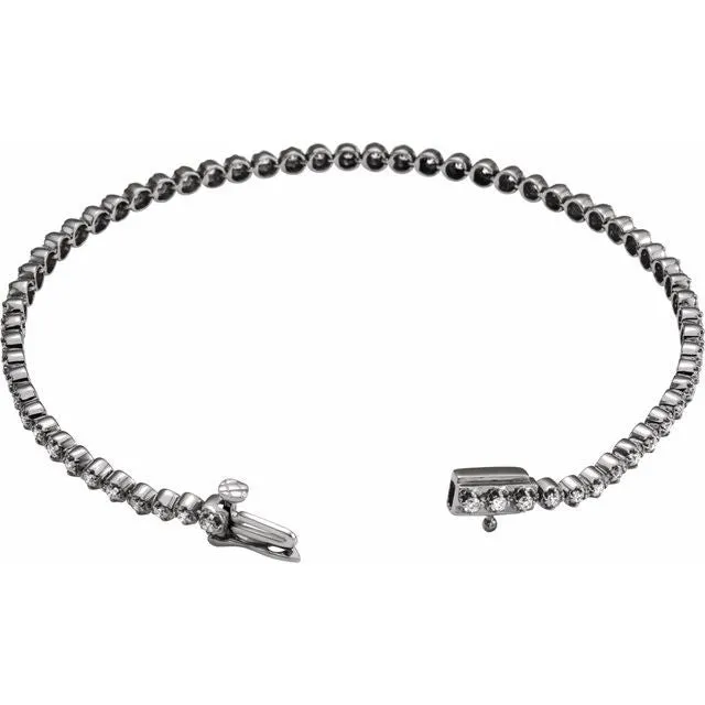 TreasureFineJewelers 14K White 1 CTW Diamond Line Bracelet Bracelets