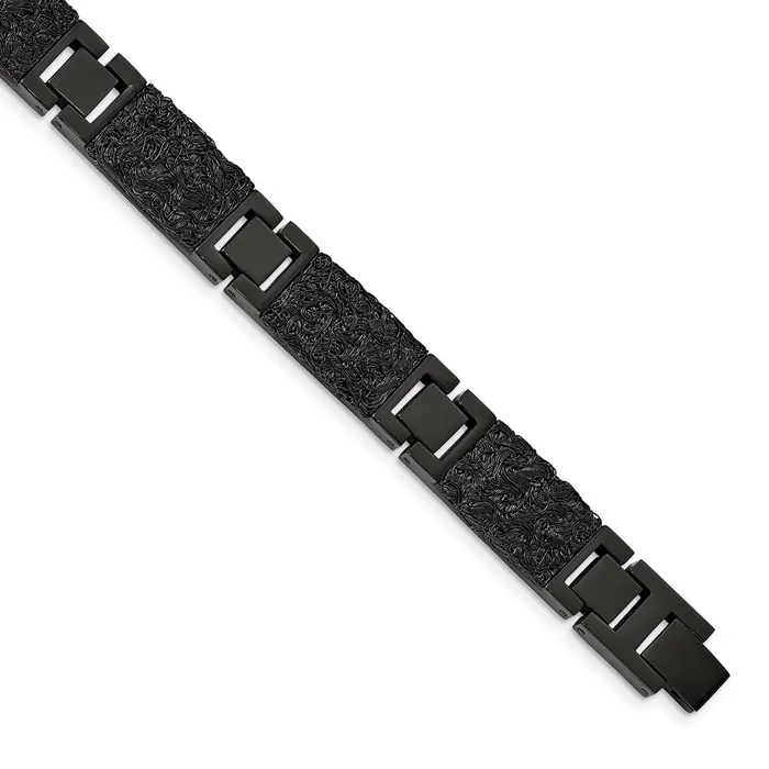 TreasureFineJewelers Bracelets Chisel Stainless Steel Polished Black IPplated Wire Inlay 85 inch Link Bracelet TreasureFineJewelers Bracelets Chisel Stainless Steel Polished Black IPplated Wire Inlay 85 inch Link Bracelet