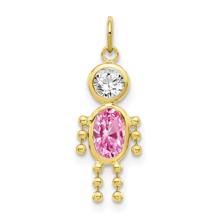 TreasureFineJewelers Charm Necklaces 10k October Boy Birthstone Charm