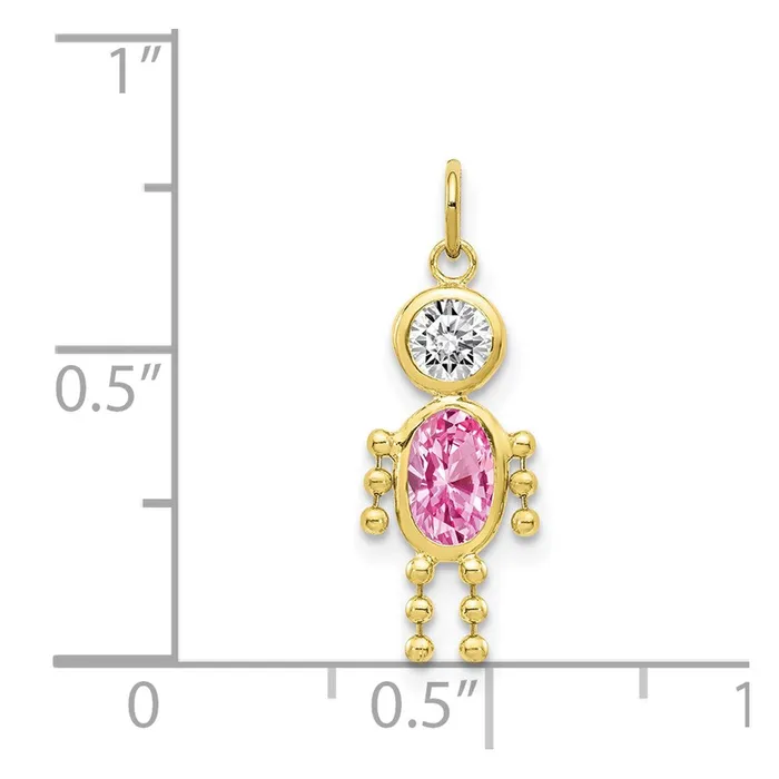 TreasureFineJewelers Charm Necklaces 10k October Boy Birthstone Charm