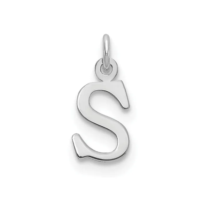 TreasureFineJewelers Charm Necklaces 10k White Gold Cutout Letter S Initial Charm TreasureFineJewelers Charm Necklaces 10k White Gold Cutout Letter S Initial Charm