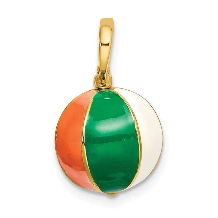 TreasureFineJewelers Charm Necklaces 14K 3D Multi Color Enamel Beach Ball Charm TreasureFineJewelers Charm Necklaces 14K 3D Multi Color Enamel Beach Ball Charm