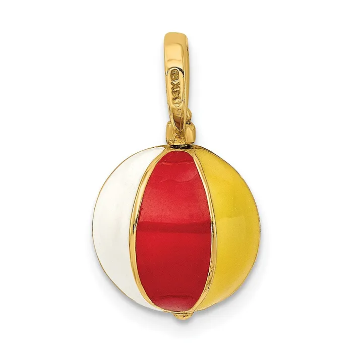TreasureFineJewelers Charm Necklaces 14K 3D Multi Color Enamel Beach Ball Charm