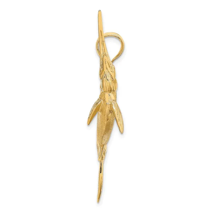 TreasureFineJewelers Charm Necklaces 14K 3D Satin Polished Marlin Charm
