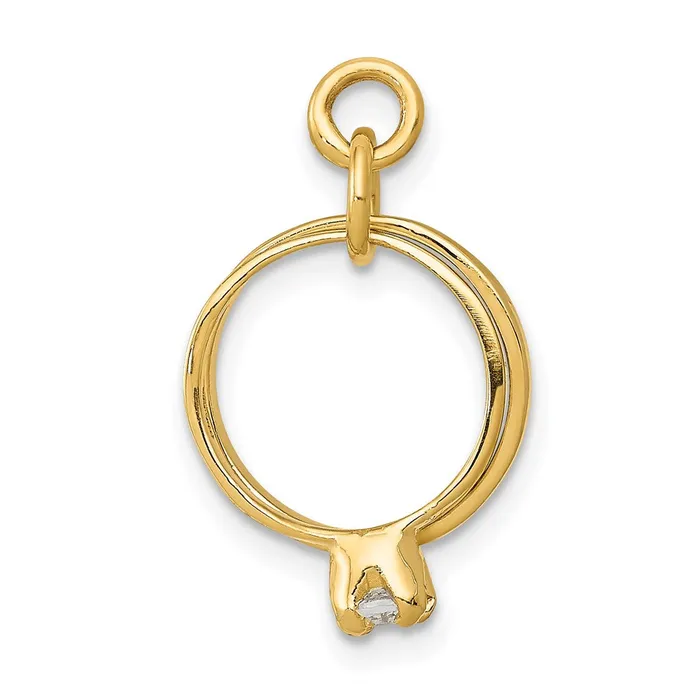 TreasureFineJewelers Charm Necklaces 14k 3D Wedding Rings CZ Charm