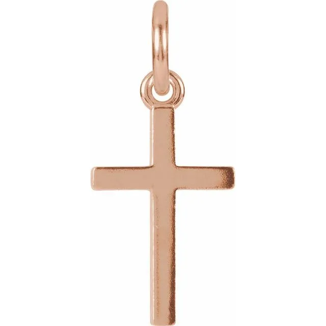 TreasureFineJewelers Charm Necklaces 14K Rose Gold Cross Charm