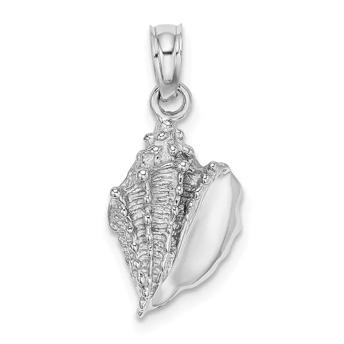 TreasureFineJewelers Charm Necklaces 14K White Gold Conch Shell Charm
