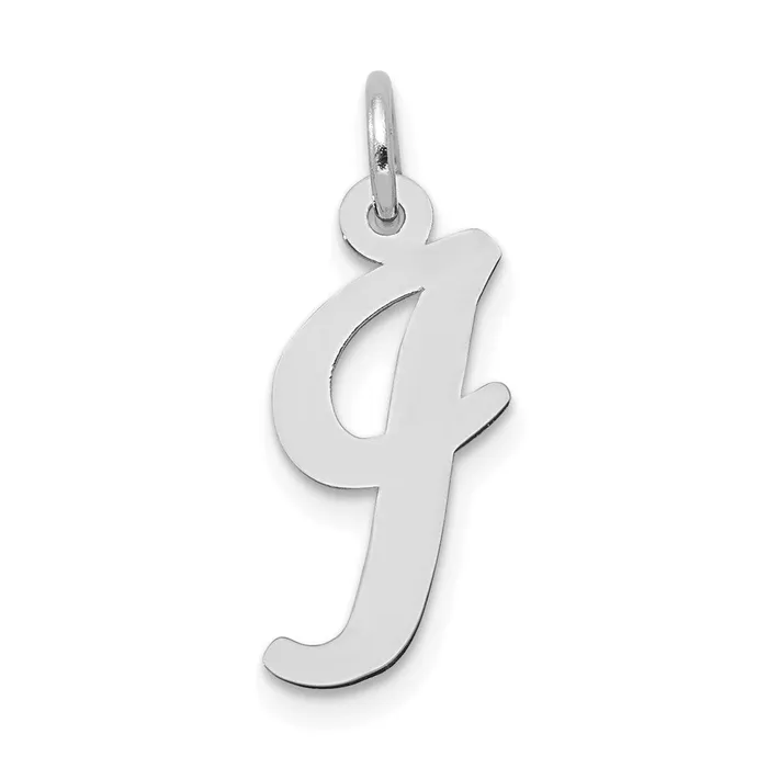 TreasureFineJewelers Charm Necklaces 14k White Gold Medium Script Letter I Initial Charm TreasureFineJewelers Charm Necklaces 14k White Gold Medium Script Letter I Initial Charm