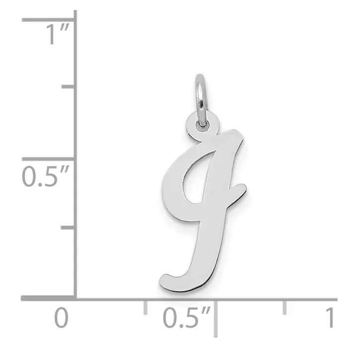 TreasureFineJewelers Charm Necklaces 14k White Gold Medium Script Letter I Initial Charm