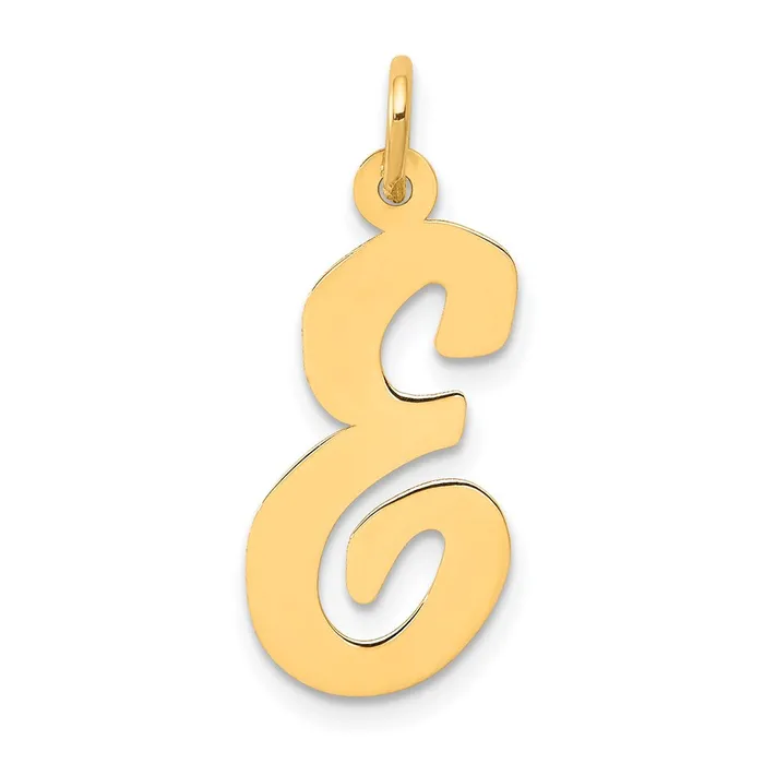 TreasureFineJewelers Charm Necklaces 14k Yellow Gold Large Script Letter E Initial Charm TreasureFineJewelers Charm Necklaces 14k Yellow Gold Large Script Letter E Initial Charm