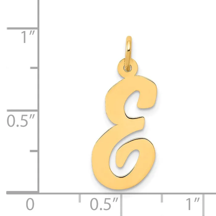 TreasureFineJewelers Charm Necklaces 14k Yellow Gold Large Script Letter E Initial Charm