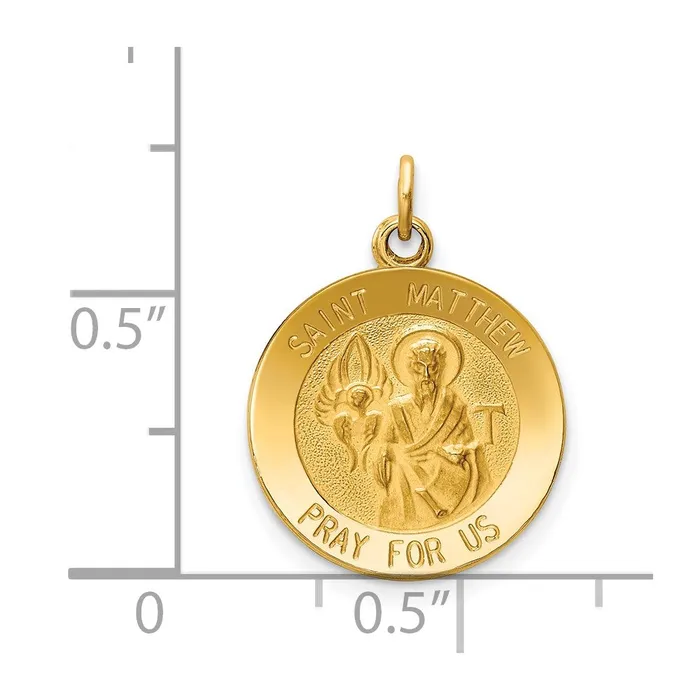 TreasureFineJewelers Charm Necklaces 14k Yellow Gold Saint Matthew Medal Charm