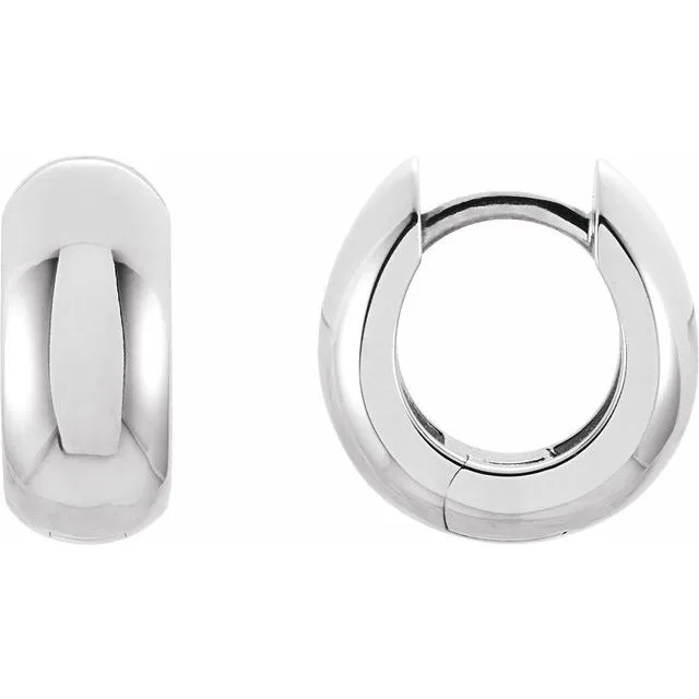 TreasureFineJewelers Earrings 14K White Gold 127x55 mm Hinged Huggie Earrings TreasureFineJewelers Earrings 14K White Gold 127x55 mm Hinged Huggie Earrings