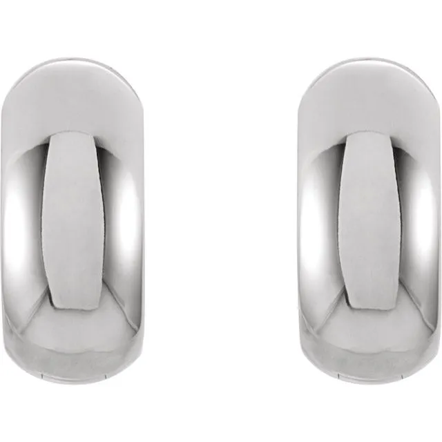 TreasureFineJewelers Earrings 14K White Gold 127x55 mm Hinged Huggie Earrings