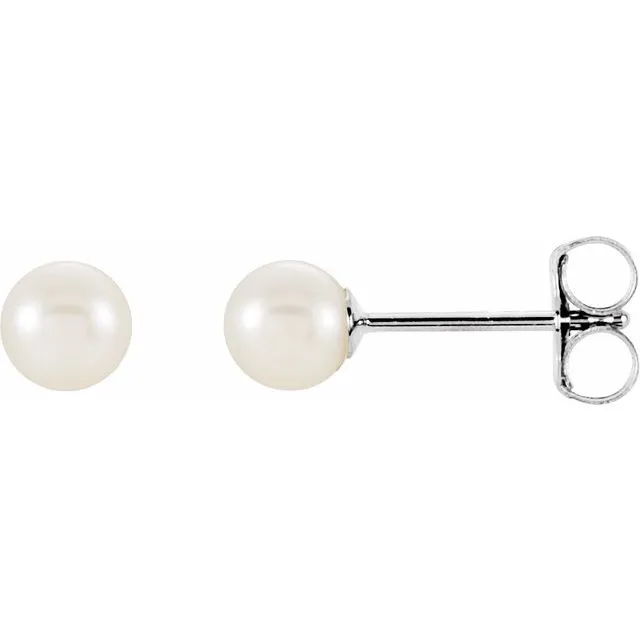 TreasureFineJewelers Earrings 14K White Gold 4 mm Cultured White Gold Akoya Pearl Earrings TreasureFineJewelers Earrings 14K White Gold 4 mm Cultured White Gold Akoya Pearl Earrings