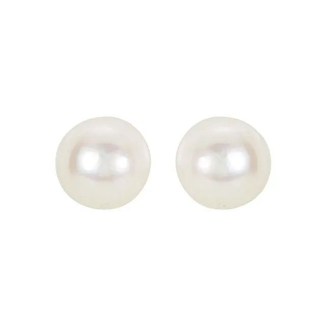 TreasureFineJewelers Earrings 14K White Gold 4 mm Cultured White Gold Akoya Pearl Earrings