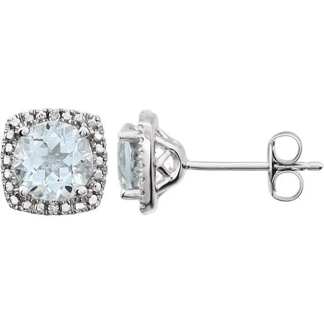TreasureFineJewelers Earrings Sterling Silver 6 mm Aquamarine 015 CTW Diamond Earrings TreasureFineJewelers Earrings Sterling Silver 6 mm Aquamarine 015 CTW Diamond Earrings